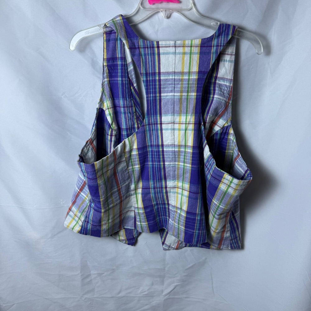 Venezia Women's Plaid Vest Size‎ 20 Ruffle Front Pockets Lightweight - Picture 5 of 5